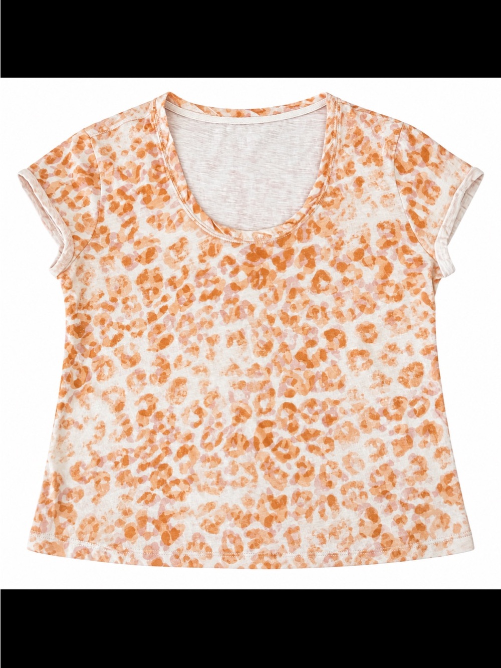 Pilcro Cream Tee with Orange Spot Print Scoop Neck